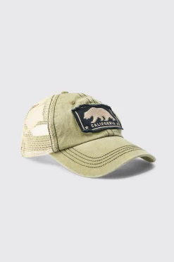 California Trucker Cap In Khaki | BoohooMAN UK