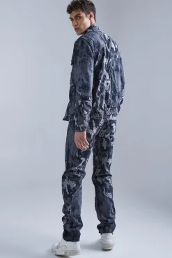 Camo Denim Jacket And Jeans Set | BoohooMAN UK