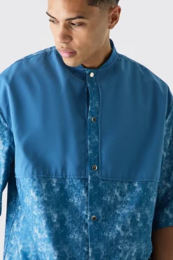 Camo Dropped Shoulder Ribbed Neck Shirt | BoohooMAN UK