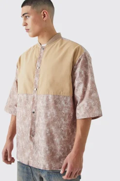Camo Dropped Shoulder Ribbed Neck Shirt | BoohooMAN UK