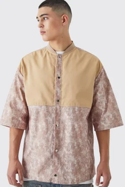 Camo Dropped Shoulder Ribbed Neck Shirt | BoohooMAN UK