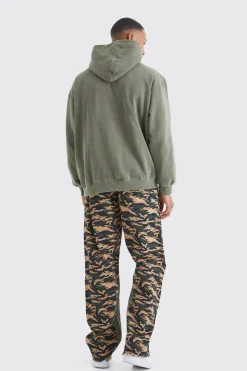 Camo Gusset Detail Applique Flared Trousers | BoohooMAN UK