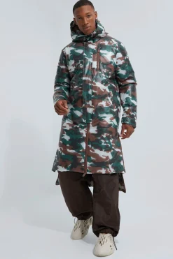 Camo Transparent Longline Puffer | BoohooMAN UK