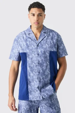 Camo Twill Short Sleeve Gusset Detail Shirt | BoohooMAN UK