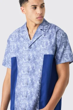Camo Twill Short Sleeve Gusset Detail Shirt | BoohooMAN UK