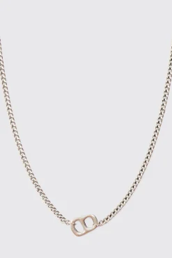 Chain Detail Pendant Necklace In Silver | BoohooMAN UK