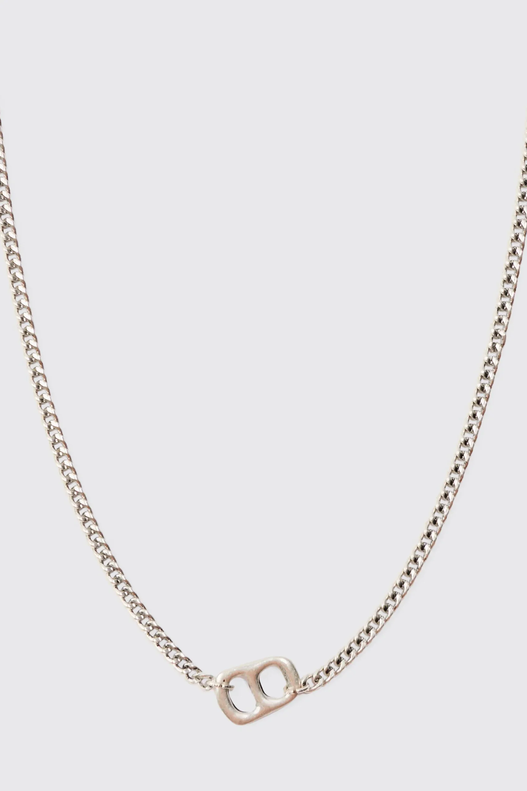 Chain Detail Pendant Necklace In Silver | BoohooMAN UK