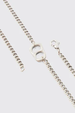 Chain Detail Pendant Necklace In Silver | BoohooMAN UK