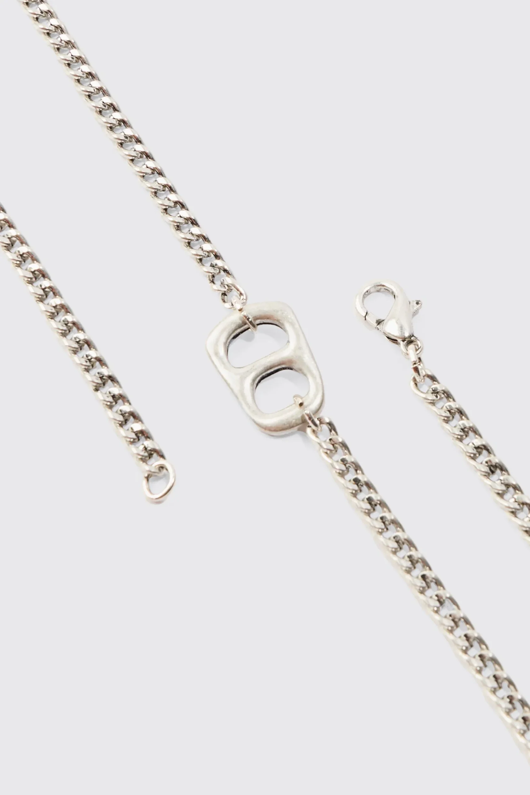 Chain Detail Pendant Necklace In Silver | BoohooMAN UK