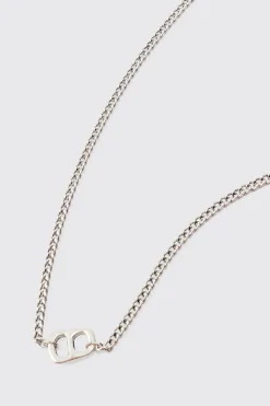 Chain Detail Pendant Necklace In Silver | BoohooMAN UK