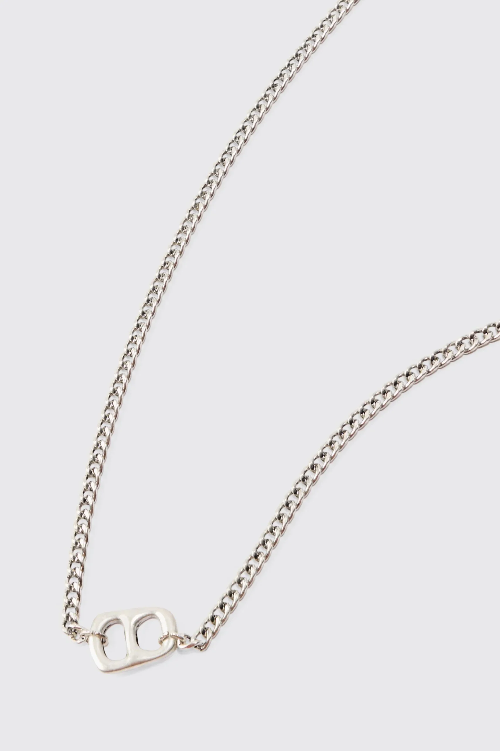 Chain Detail Pendant Necklace In Silver | BoohooMAN UK