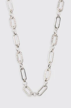 Chain Link Necklace In Silver | BoohooMAN UK