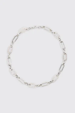 Chain Link Necklace In Silver | BoohooMAN UK