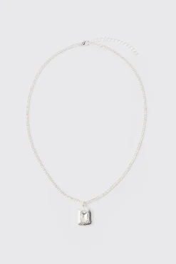 Chain Necklace With Silver Gem Stone Pendant | BoohooMAN UK