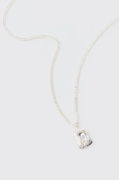 Chain Necklace With Silver Gem Stone Pendant | BoohooMAN UK
