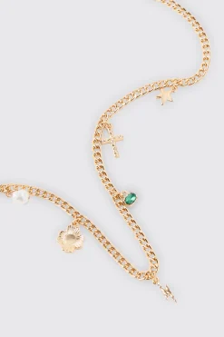 Chain Pendant Necklace In Gold | BoohooMAN UK