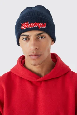 Champs Varsity Beanie | BoohooMAN UK