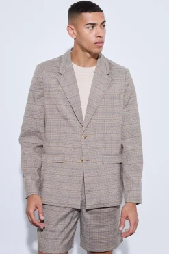 Check Oversized Boxy Blazer | BoohooMAN UK