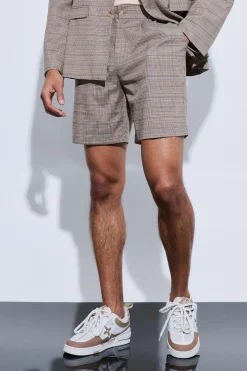 Check Oversized Tailored Shorts | BoohooMAN UK