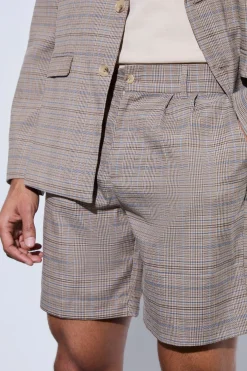 Check Oversized Tailored Shorts | BoohooMAN UK