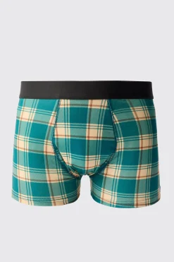 Check Printed Boxers | BoohooMAN UK