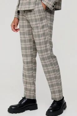 Check Straight Fit Suit Trousers | BoohooMAN UK