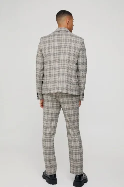 Check Straight Fit Suit Trousers | BoohooMAN UK