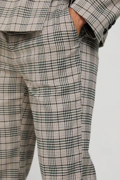 Check Straight Fit Suit Trousers | BoohooMAN UK