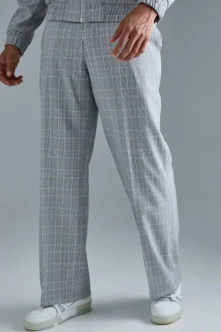 Check Tailored Wide Leg Trousers | BoohooMAN UK