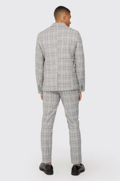 Check Weave Slim Fit Suit Jacket | BoohooMAN UK
