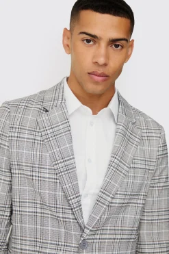 Check Weave Slim Fit Suit Jacket | BoohooMAN UK