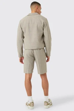 Checked Zip Up Boxy Smart Jacket | BoohooMAN UK