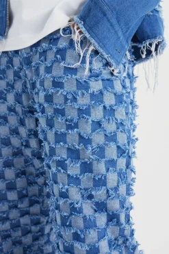 Checkerboard Denim Jacket And Jeans Set | BoohooMAN UK