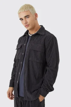 Chenille Rib Overshirt | BoohooMAN UK