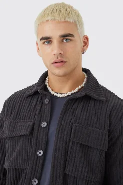 Chenille Rib Overshirt | BoohooMAN UK