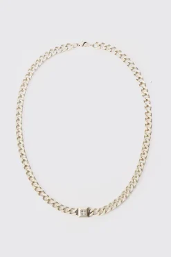 Chunky Chain Iced Pendant Necklace | BoohooMAN UK