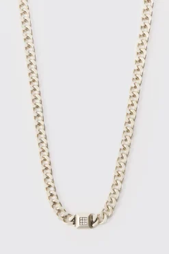 Chunky Chain Iced Pendant Necklace | BoohooMAN UK