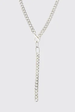 Chunky Chain Link Necklace In Silver | BoohooMAN UK
