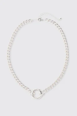 Chunky Chain Ring Pendant Necklace | BoohooMAN UK