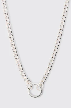 Chunky Chain Ring Pendant Necklace | BoohooMAN UK