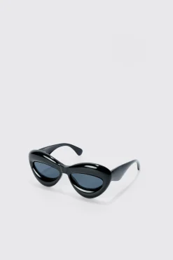 Chunky Frame Sunglasses In Black | BoohooMAN UK