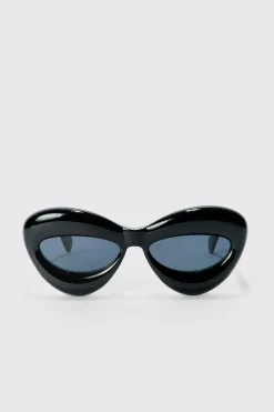Chunky Frame Sunglasses In Black | BoohooMAN UK