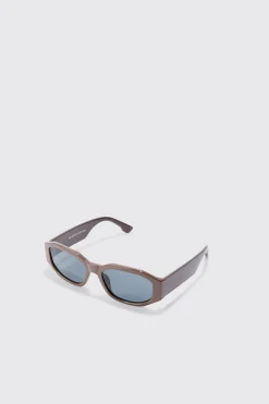 Chunky Hexagonal Sunglasses In Black | BoohooMAN UK