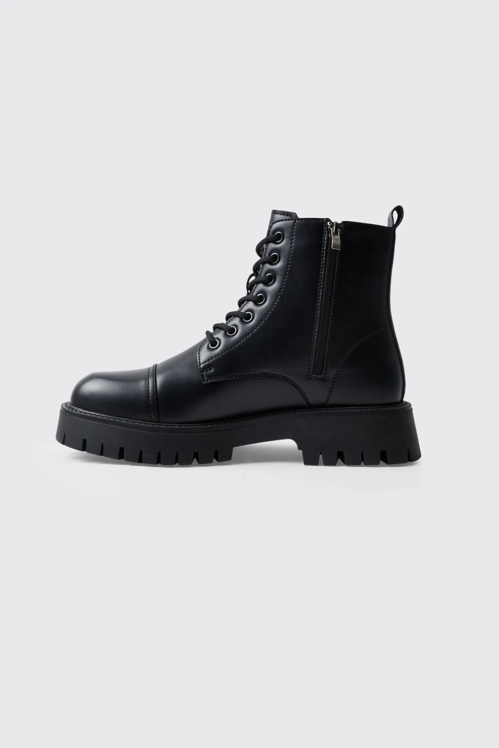 Chunky Lace Up Worker Boot | BoohooMAN UK