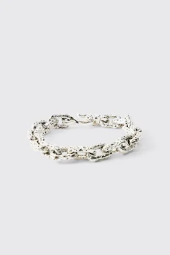Chunky Link Chain Bracelet In Silver | BoohooMAN UK