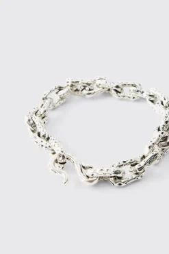 Chunky Link Chain Bracelet In Silver | BoohooMAN UK