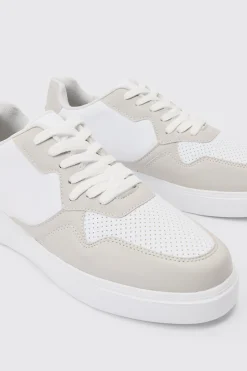 Chunky Mesh Panel Trainers In Light Grey | BoohooMAN UK
