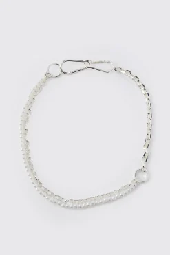 Chunky Pearl Chain Necklace | BoohooMAN UK