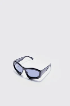 Chunky Plastic Sunglasses In Black | BoohooMAN UK