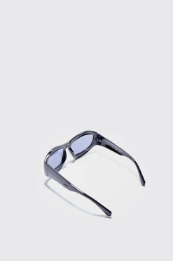 Chunky Plastic Sunglasses In Black | BoohooMAN UK